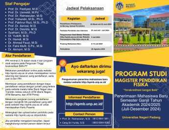 Penerimaan Mahasiswa Baru Tahun Ajaran 2024/2025 Program Studi Magister Pendidikan Fisika FMIPA UNP